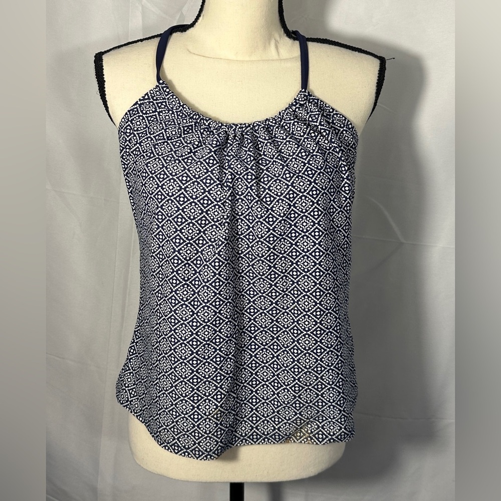 Kona Sol Navy Blue‎ & White Tankini Swim Swimsuit